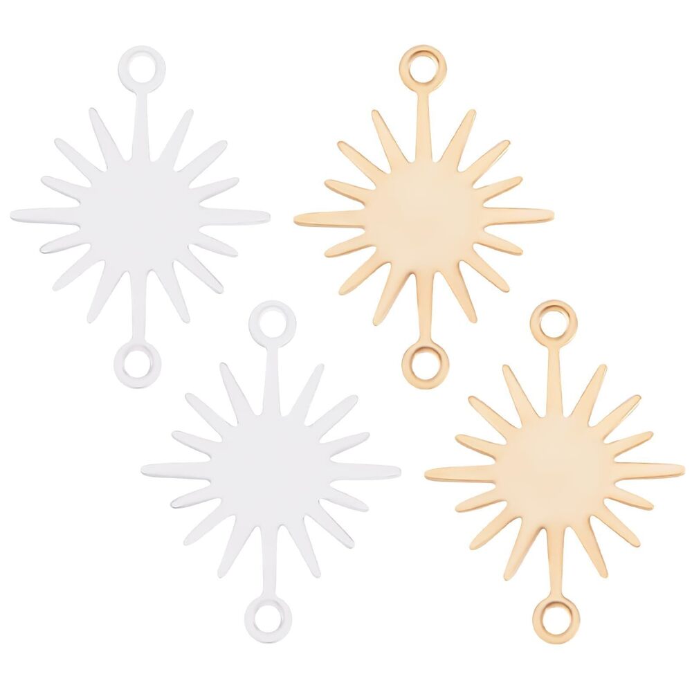 7417 40Pcs 2 Colors Sun Link Connector Charms 18K Gold & Sterling Silver
